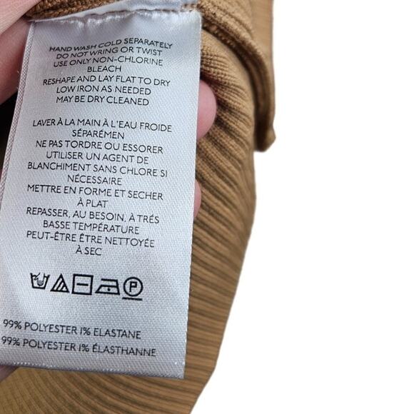 NEW By Anthropologie 1X Mock-Neck Mini Dress Camel Minimalist Sweater Classic - Picture 6 of 6